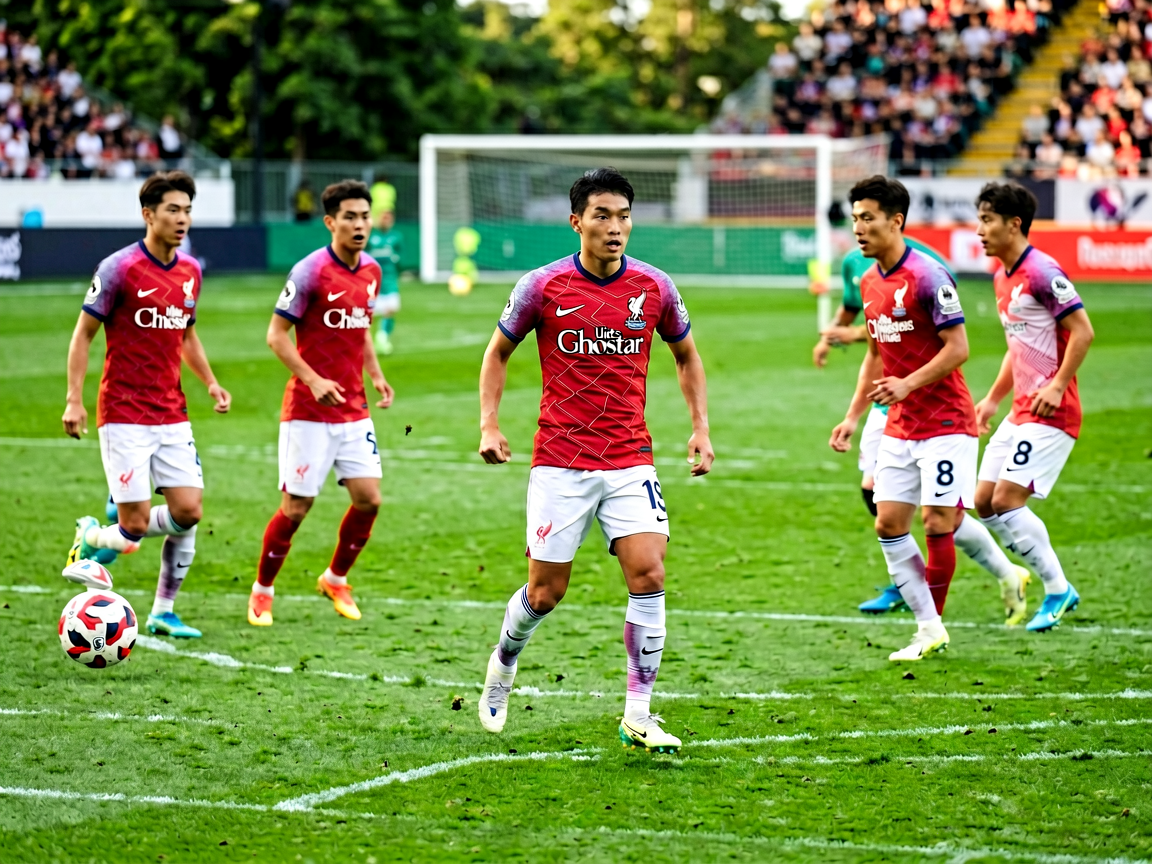足球训练场景，球员在球场进行战术演练